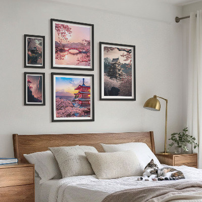 Decorațiune de perete set tablouri Peisaje japoneze cu cireși