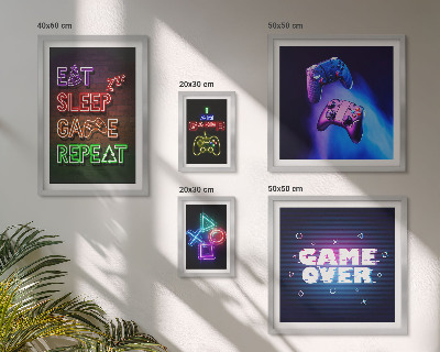 Decorațiune de perete set tablouri Teme de jocuri pe calculator cu neon