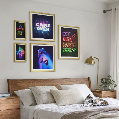 Decorațiune de perete set tablouri Teme de jocuri pe calculator cu neon