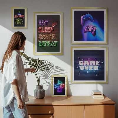 Decorațiune de perete set tablouri Teme de jocuri pe calculator cu neon