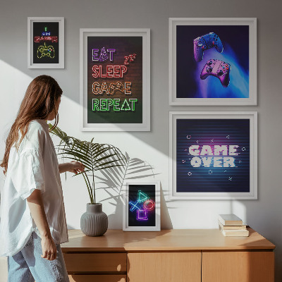 Decorațiune de perete set tablouri Teme de jocuri pe calculator cu neon