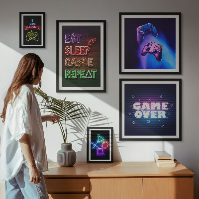Decorațiune de perete set tablouri Teme de jocuri pe calculator cu neon