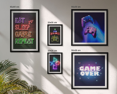 Decorațiune de perete set tablouri Teme de jocuri pe calculator cu neon