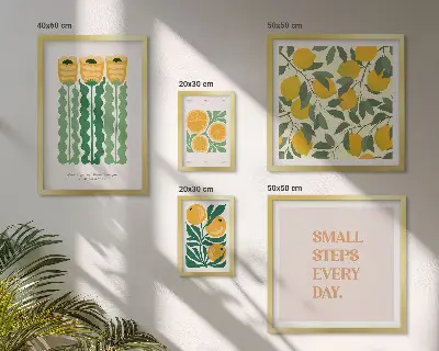 Set de tablouri decorative pentru perete cu imprimeu floral, citrice și mesaje pozitive