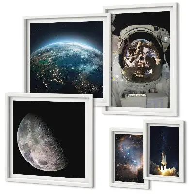 Descoperirile spațiale ale astronauților tablou poliptic înrămat