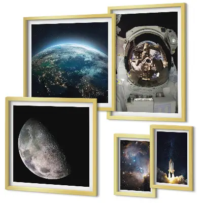 Descoperirile spațiale ale astronauților tablou poliptic înrămat
