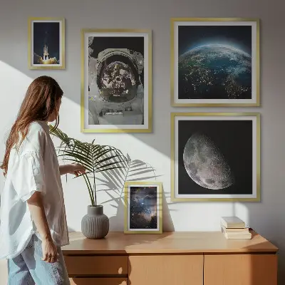 Descoperirile spațiale ale astronauților tablou poliptic înrămat