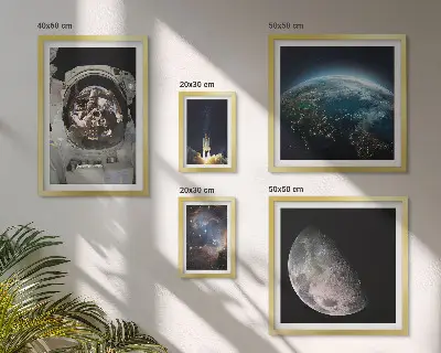 Descoperirile spațiale ale astronauților tablou poliptic înrămat