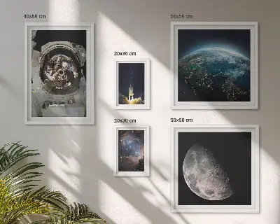 Descoperirile spațiale ale astronauților tablou poliptic înrămat