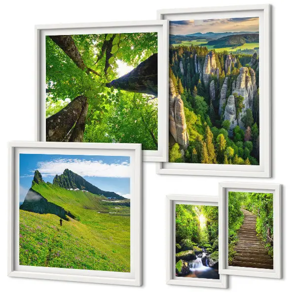 Set tablouri decorative de perete peisaje verzi cu poteci naturale
