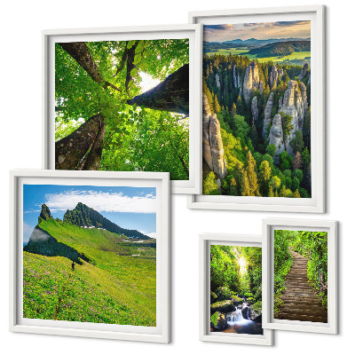 Decorațiune de perete set tablouri Peisaje verzi, poteci naturale