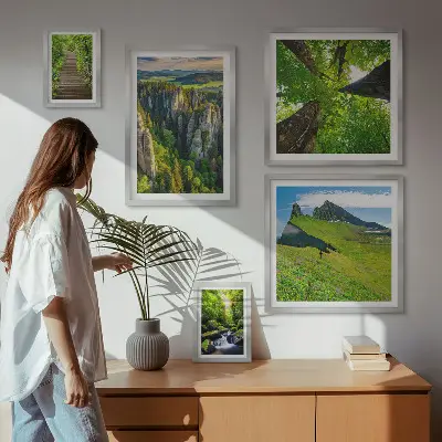 Set tablouri decorative de perete peisaje verzi cu poteci naturale