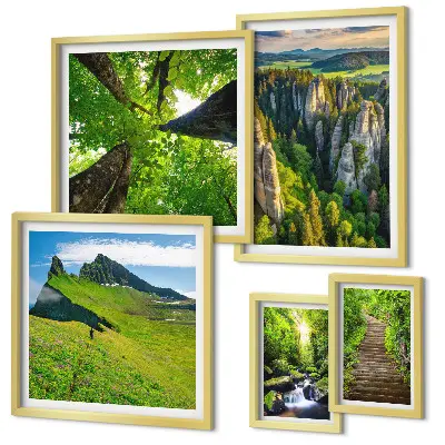 Set tablouri decorative de perete peisaje verzi cu poteci naturale