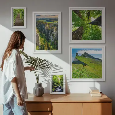 Set tablouri decorative de perete peisaje verzi cu poteci naturale