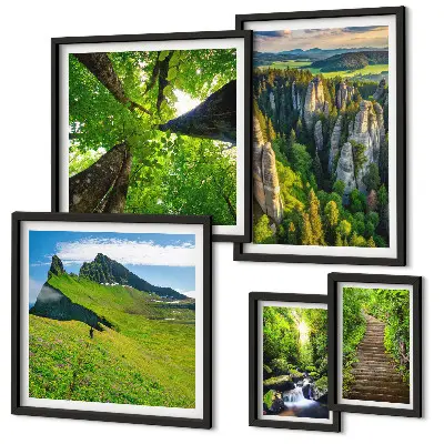 Set tablouri decorative de perete peisaje verzi cu poteci naturale