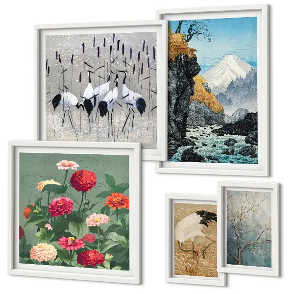 Set de tablouri decorative pentru perete cu peisaje naturale și flori
