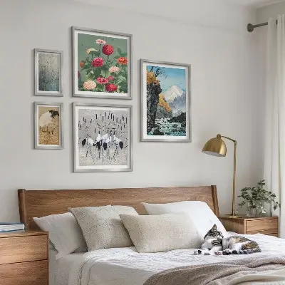 Set de tablouri decorative pentru perete cu peisaje naturale și flori