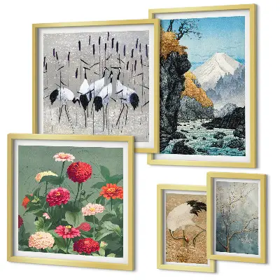 Set de tablouri decorative pentru perete cu peisaje naturale și flori