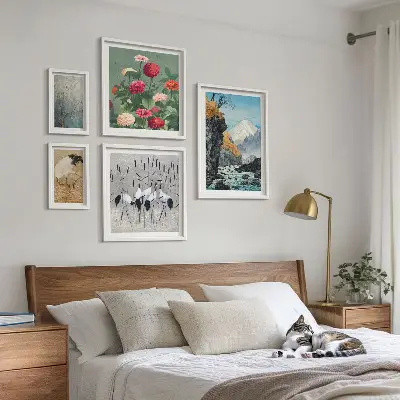 Set de tablouri decorative pentru perete cu peisaje naturale și flori