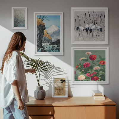 Decorațiune de perete set tablouri Peisaje naturale cu flori