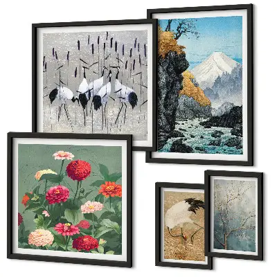 Set de tablouri decorative pentru perete cu peisaje naturale și flori
