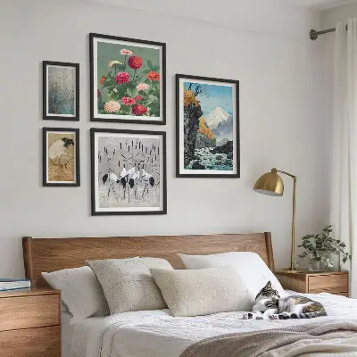 Set de tablouri decorative pentru perete cu peisaje naturale și flori
