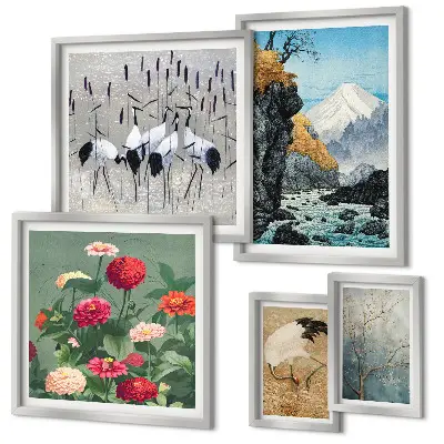 Set de tablouri decorative pentru perete cu peisaje naturale și flori