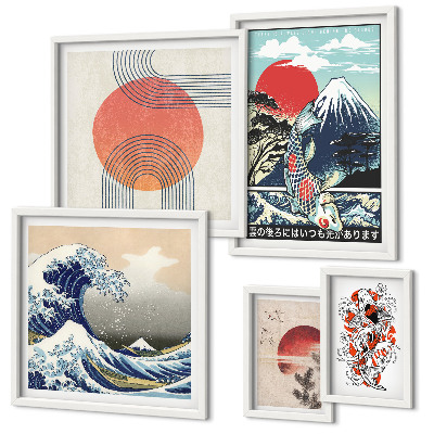 Decorațiune de perete set tablouri Motive de artă japoneză valuri