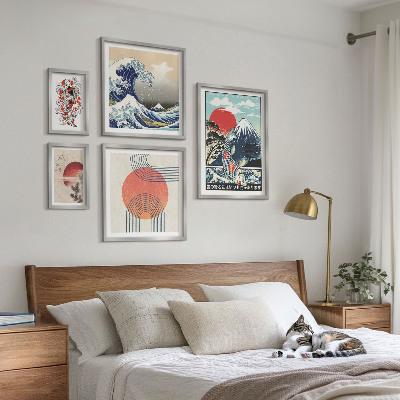Decorațiune de perete set tablouri Motive de artă japoneză valuri