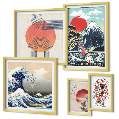 Decorațiune de perete set tablouri Motive de artă japoneză valuri