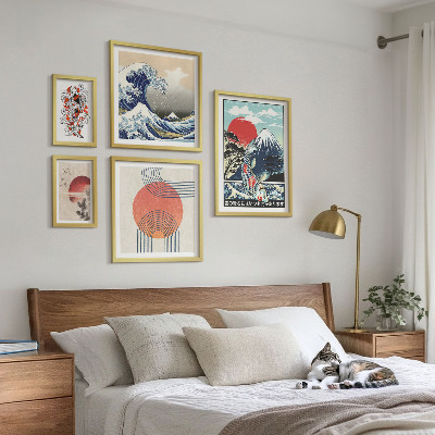 Decorațiune de perete set tablouri Motive de artă japoneză valuri