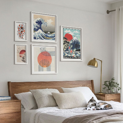 Decorațiune de perete set tablouri Motive de artă japoneză valuri