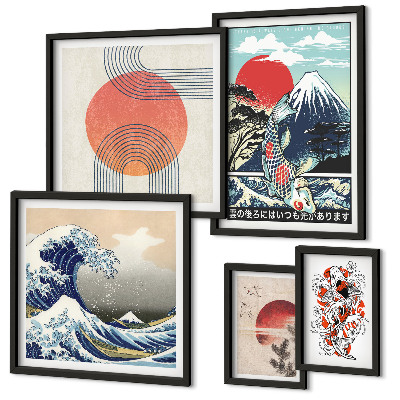 Decorațiune de perete set tablouri Motive de artă japoneză valuri