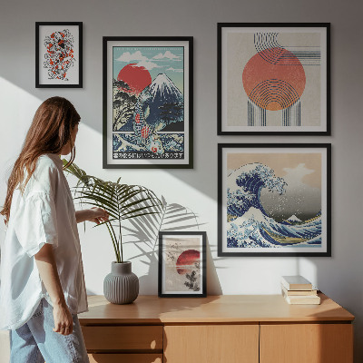 Decorațiune de perete set tablouri Motive de artă japoneză valuri