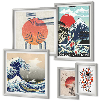 Decorațiune de perete set tablouri Motive de artă japoneză valuri