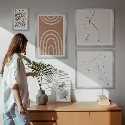 Figuri abstracte elegante tablou poliptic înrămat