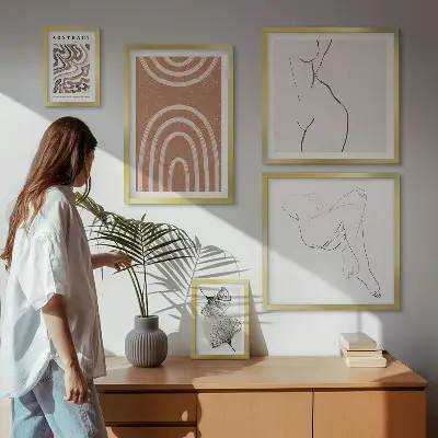 Figuri abstracte elegante tablou poliptic înrămat
