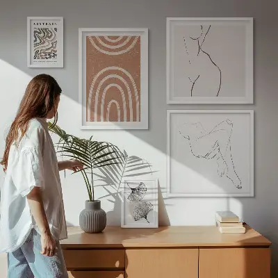 Figuri abstracte elegante tablou poliptic înrămat