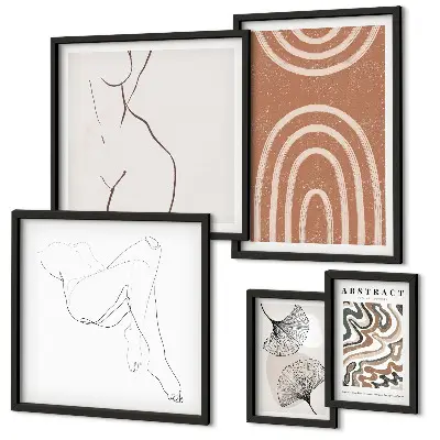 Figuri abstracte elegante tablou poliptic înrămat
