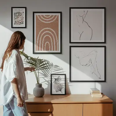 Figuri abstracte elegante tablou poliptic înrămat