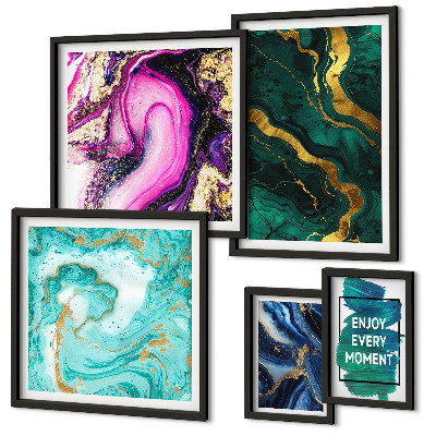 Decorațiune de perete set tablouri Modele abstracte cu verde și violet
