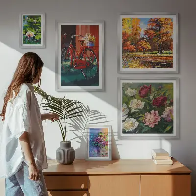Flori în peisajul de primăvară tablou poliptic înrămat