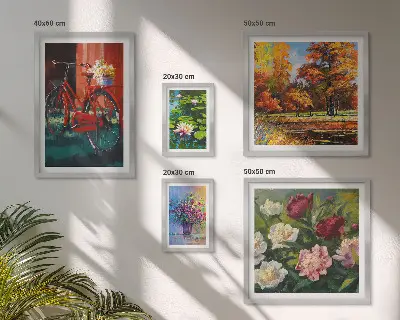 Flori în peisajul de primăvară tablou poliptic înrămat