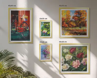 Flori în peisajul de primăvară tablou poliptic înrămat