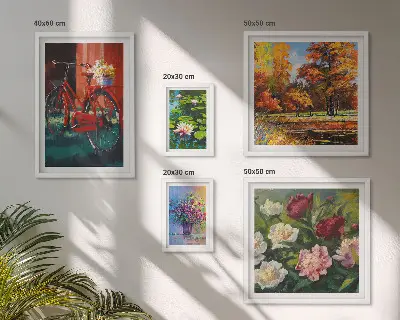 Flori în peisajul de primăvară tablou poliptic înrămat