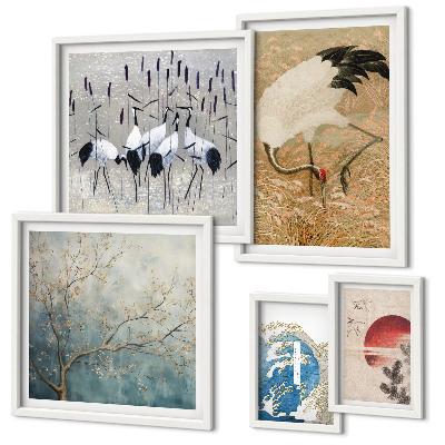 Decorațiune de perete set tablouri Picturi elegante cu păsări în natură