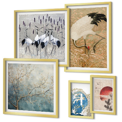 Decorațiune de perete set tablouri Picturi elegante cu păsări în natură