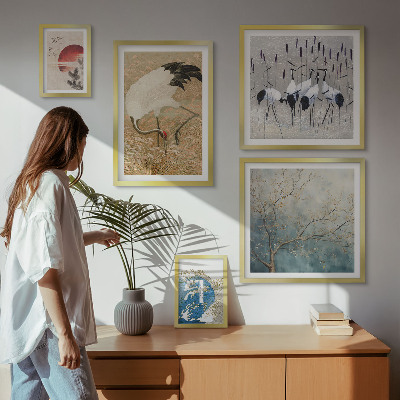 Decorațiune de perete set tablouri Picturi elegante cu păsări în natură