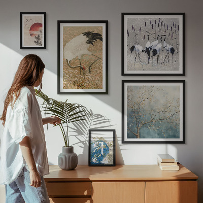 Decorațiune de perete set tablouri Picturi elegante cu păsări în natură