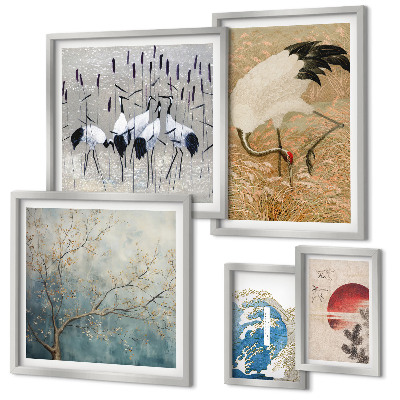 Decorațiune de perete set tablouri Picturi elegante cu păsări în natură
